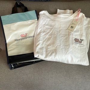 Vineyard Vines Womens Graphic Pocket T Peppermint Whale White Longsleeve XL NEW